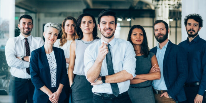 Business professionals in a communication training session