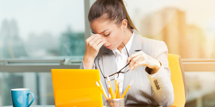 Woman in distress in the workplace